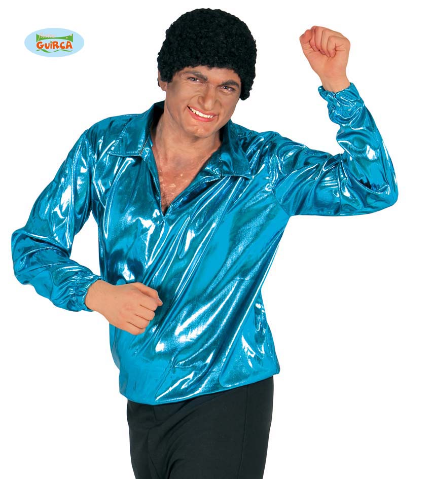 CAMISA DISCO AZUL TURQUESA ADULTO