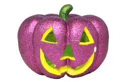 [105510-000-0000] Calabaza glitter púrpura 3 led 25x25x20