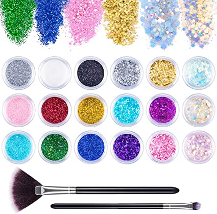 MAQUILLAJE GLITTER FINO AZUL