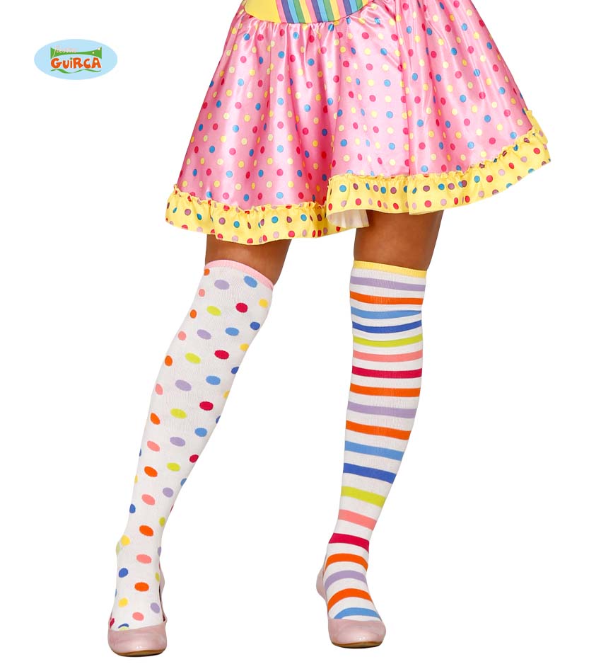 MEDIAS CLOWN TOPOS Y RAYAS