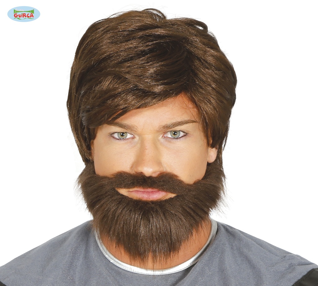 PELUCA CASTAÑA CON BARBA(ENVASE CAJA)