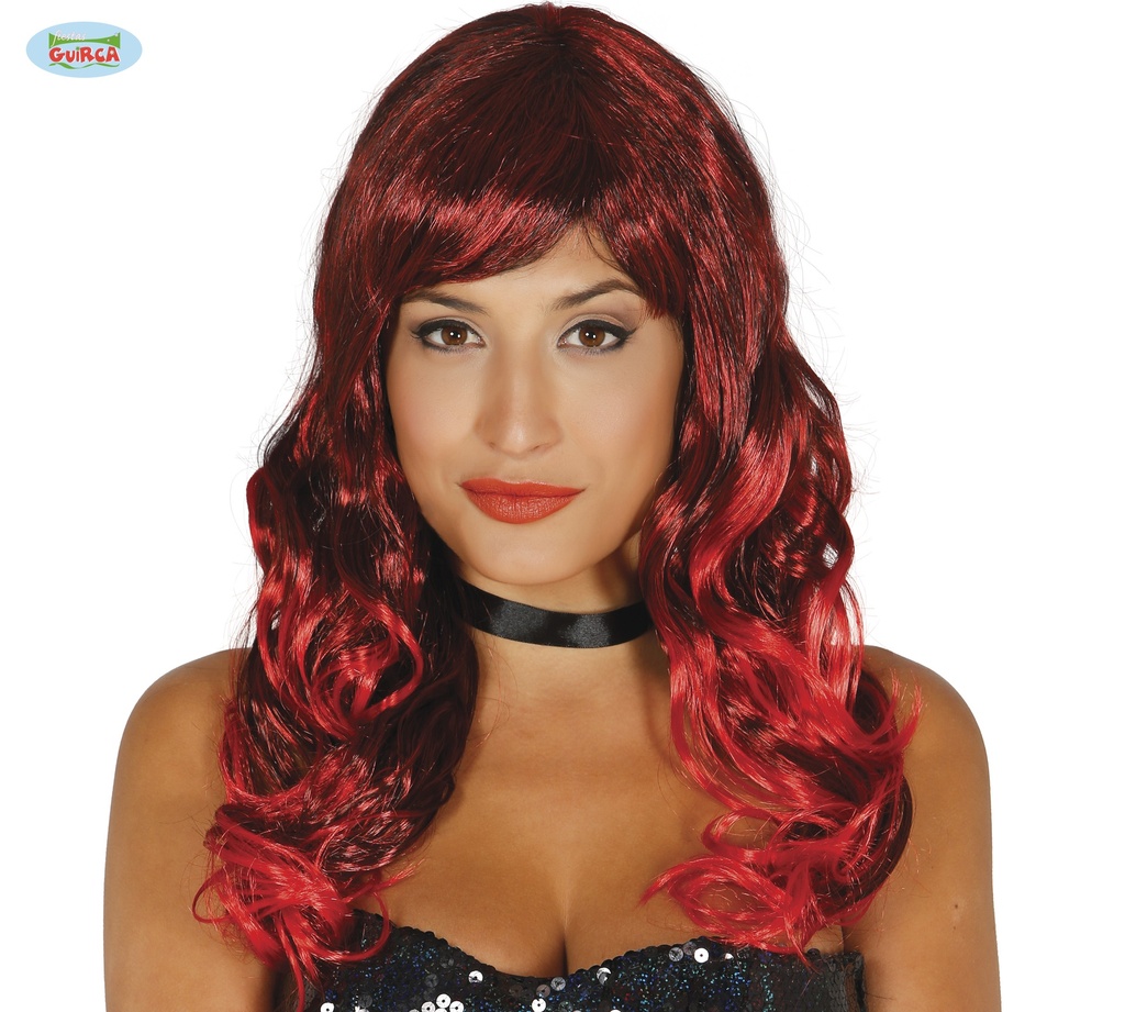 PELUCA RIZOS MECHAS ROJAS (ENVASE CAJA)