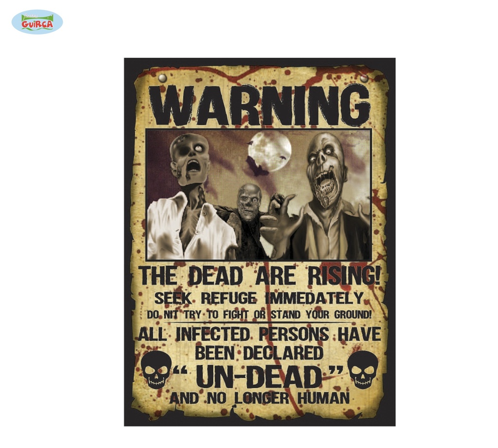 SET 2 LETREROS ""WARNING"" 38X28 CMS.