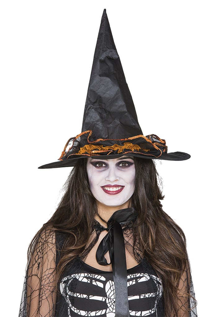 Sombrero bruja adornos naranja