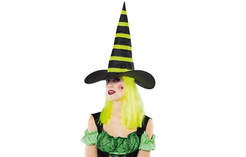 Sombrero bruja amarillo con peluca 49›x4