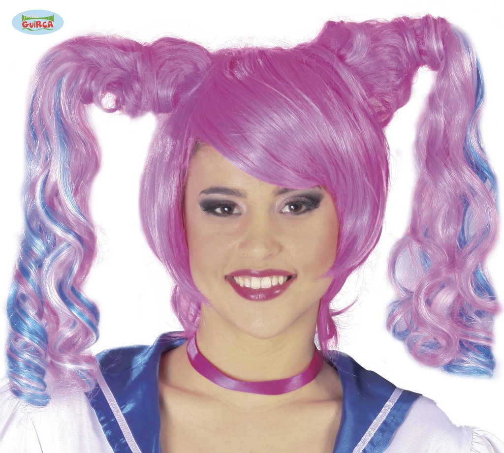 PELUCA ANIME ROSA COLETAS