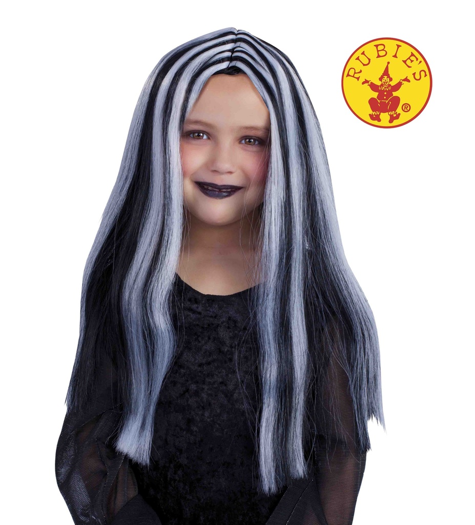 PELUCA BRUJA NIÑA BLANCO NEGRO