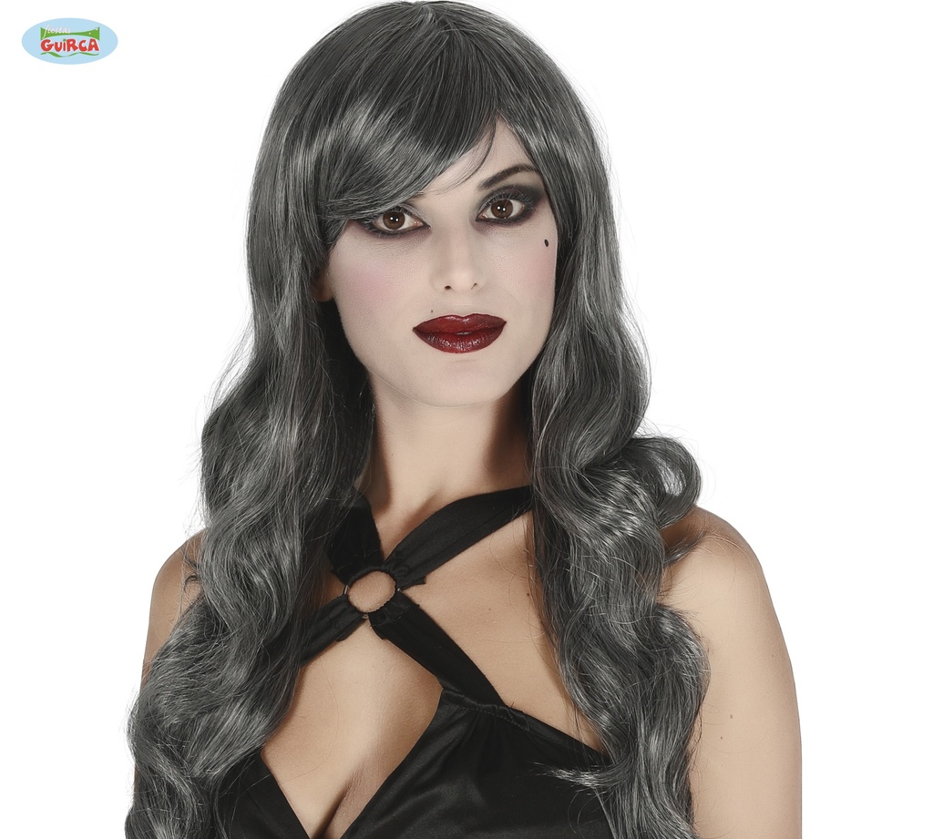 PELUCA MELENA LARGA GRIS