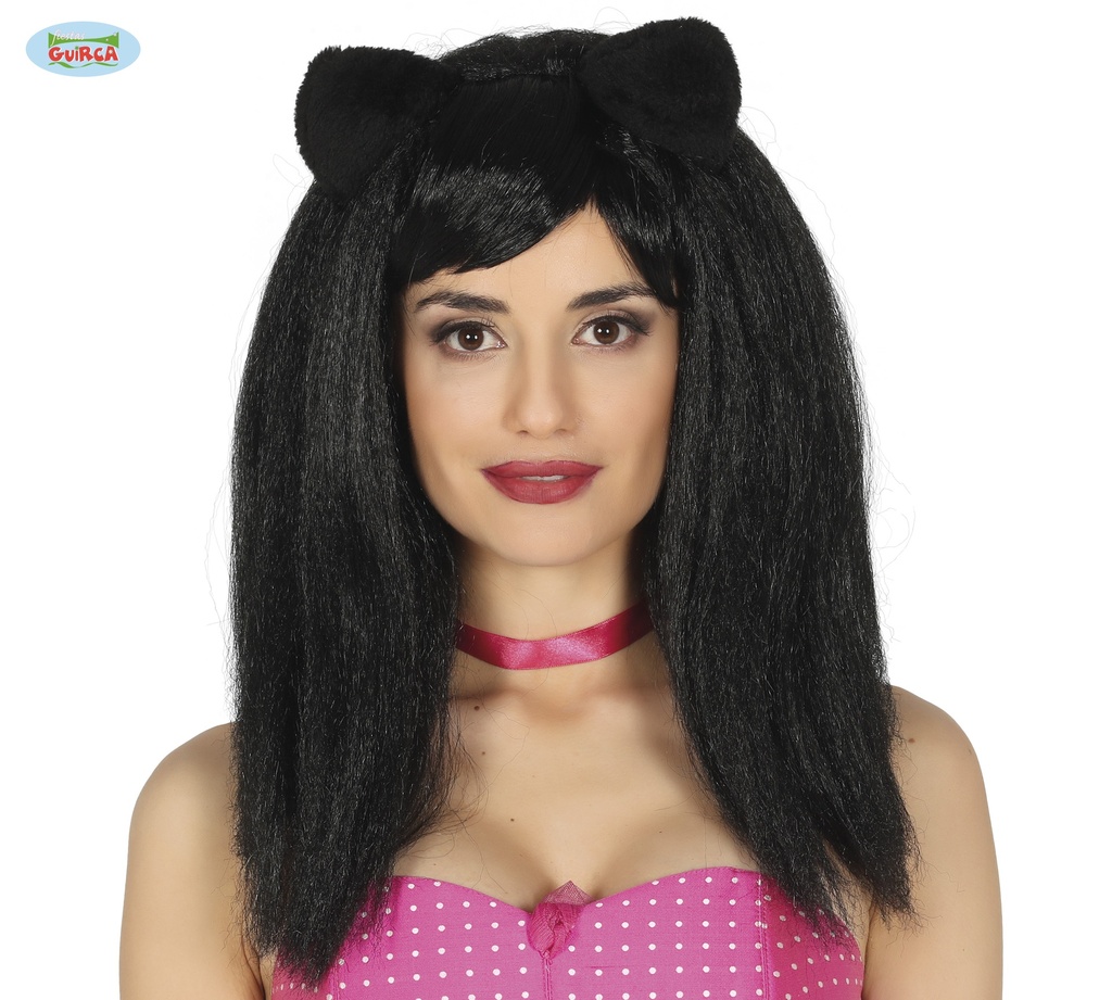 PELUCA MELENA NEGRA CON OREJAS