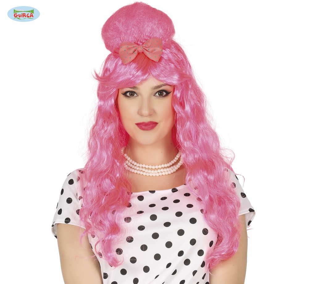 PELUCA MELENA ROSA CON LAZO