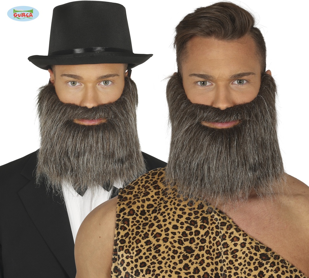 BARBA Y BIGOTE GRIS CON GOMA ELASTICA