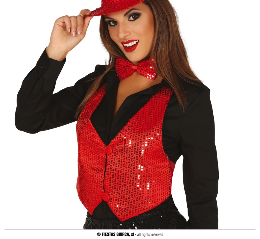 CHALECO ROJO LENTEJUEAS