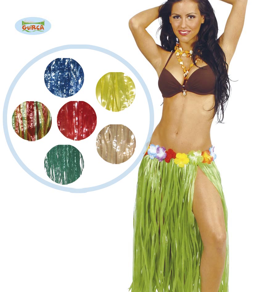 FALDA HAWAIANA FLORES   75 CMS.(6 COLORE