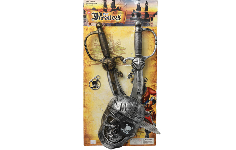 Set pirata, 2 espadas, m scara, arete