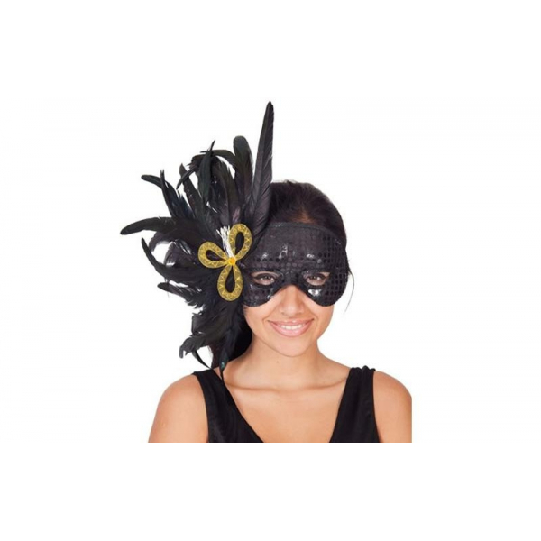 Antifaz pavo real negro