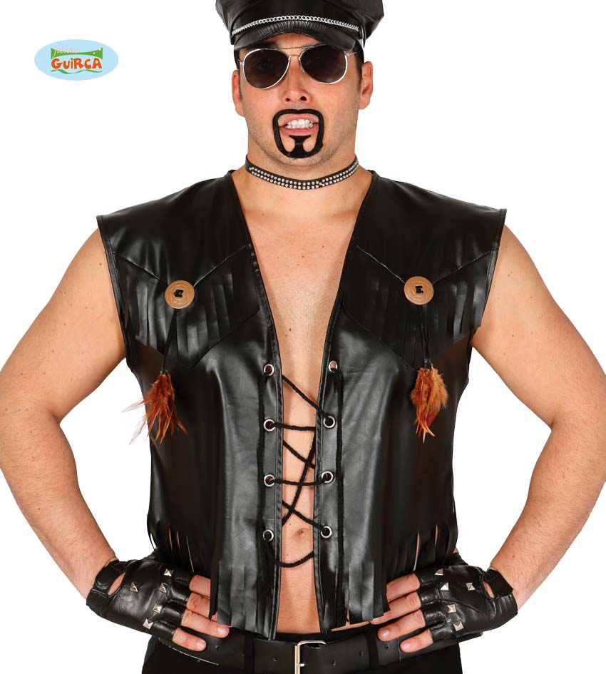 CHALECO CUERO NEGRO