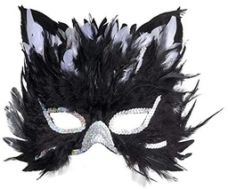 [6585C] MµSCARA GATO CON PLUMAS""
