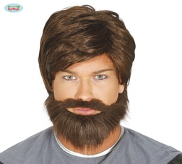 [4584] PELUCA CASTAÑA CON BARBA(ENVASE CAJA)