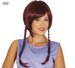 [4571] PELUCA CASTAÑA CON TRENZAS(ENVASE CAJA)