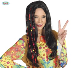 [4968] PELUCA NEGRA HIPPIE (ENVASE CAJA)
