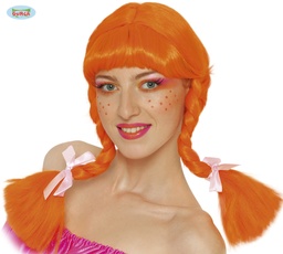 [4212] PELUCA TRENZAS NARANJAS (ENVASE CAJA)