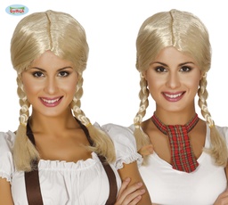 [4211] PELUCA TRENZAS RUBIA(ENVASE CAJA)