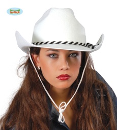 [13551] SOMBRERO DALLAS TERCIOPELO BLANCO