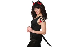 [069422] Tiara cuernos, tridente, cola color negr