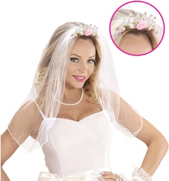 [07063] VELO DE NOVIA SOBRE UNA TIARA CON ROSAS