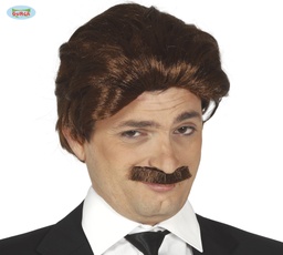 [4040] PELUCA HOMBRE CASTAÑA CON BIGOTE