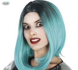 [4028] PELUCA MEDIA MELENA NEGRA -VERDE