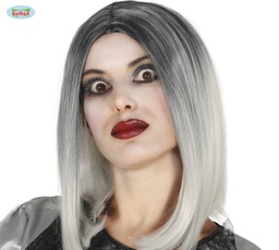 [4029] PELUCA MEDIA MELENA NEGRA BLANCA