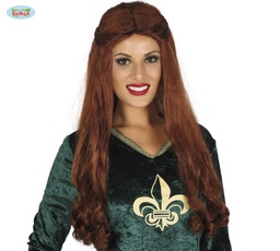 [4095] PELUCA MELENA CASTAÑA CON TRENZA