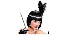 [34542] CINTA DE PELO PLATEADA CON LENTEJUELAS Y 2 PLUMAS