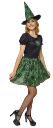 [S8850] DISFRAZ BRUJA SPIDERWEB NEON VERDE AD
