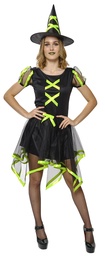 [S8844] DISFRAZ BRUJA CUCA NEON VERDE AD
