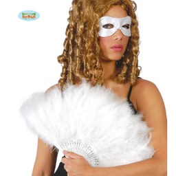 [82168] ABANICO PLUMAS BLANCO