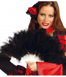 [16399] ABANICO PLUMAS NEGRO