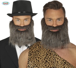[11959] BARBA Y BIGOTE GRIS CON GOMA ELASTICA