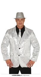 [88202] CHAQUETA LENTEJUELAS PLATA ADULTO