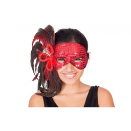 [029613-ROJO] Antifaz pavo real rojo