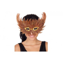 [029614-MARR] Antifaz plumas marron