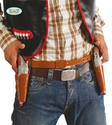 [16505] CARTUCHERA DOBLE CON 2 PISTOLAS