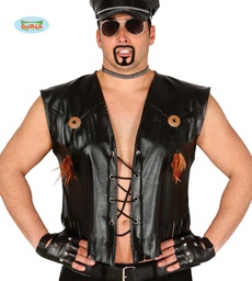 [18582] CHALECO CUERO NEGRO